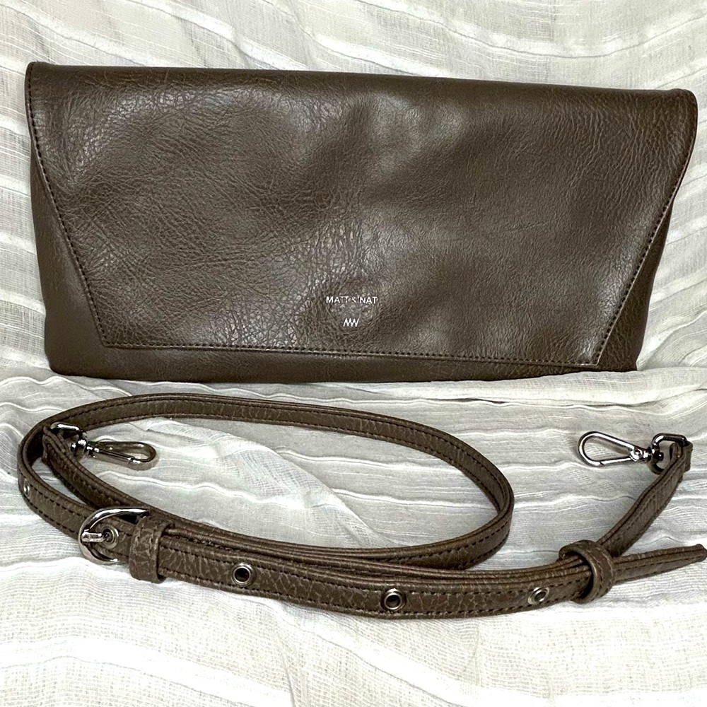 Matt & Nat Vegan Leather Gray Two Way Clutch /Crossbody